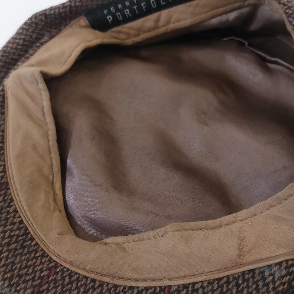 Perry Ellis Size Medium Mens Classic Plaid Newspaper Newsboy Hat Golf Cap - Picture 5 of 9